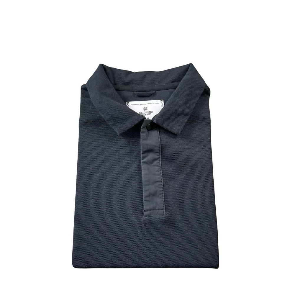 Reigning Champ Black Performance Snap Mens S/S Polo Shirt Size Medium